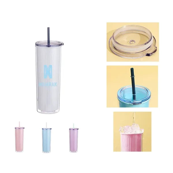 Double Plastic Straw Cup