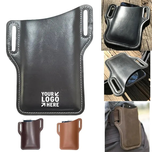 Classic PU Leather Waist Phone Pouch for Outdoor Use