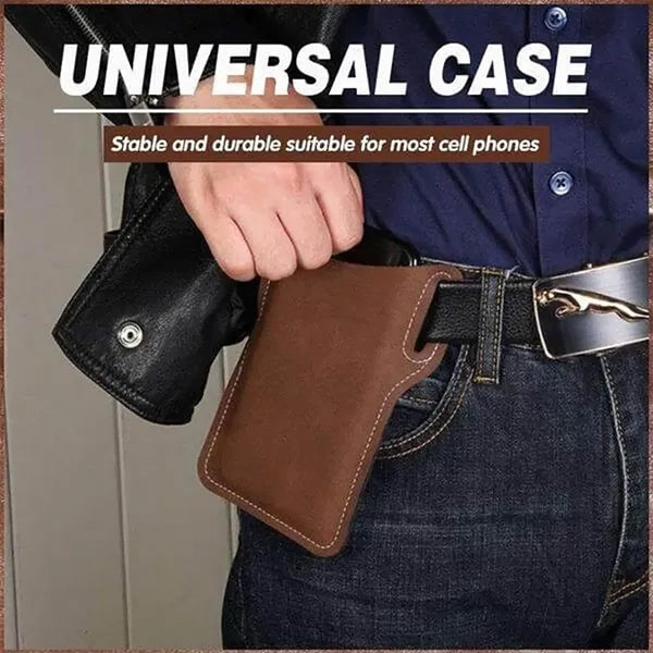 Classic PU Leather Waist Phone Pouch for Outdoor Use