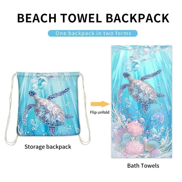 Portable 2-In-1 Microfiber Beach Towel Bag Can Be Customized