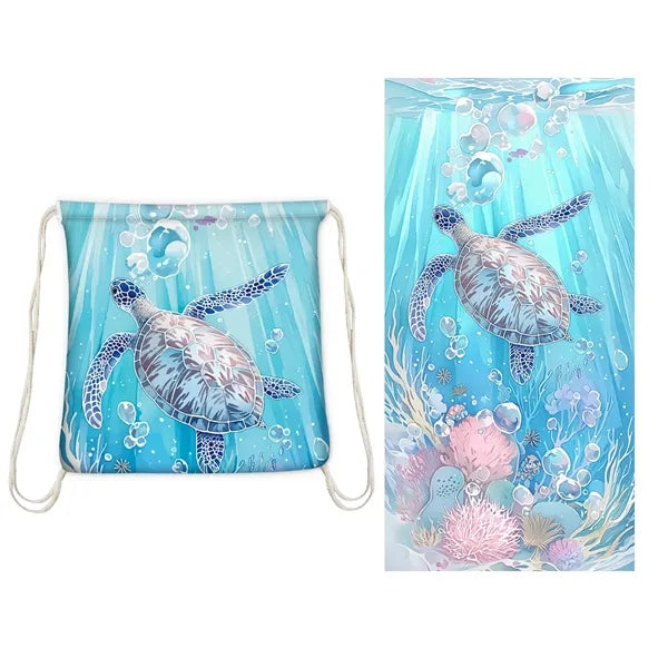 Portable 2-In-1 Microfiber Beach Towel Bag Can Be Customized
