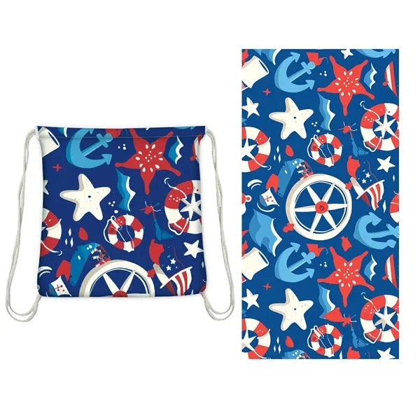 Portable 2-In-1 Microfiber Beach Towel Bag Can Be Customized