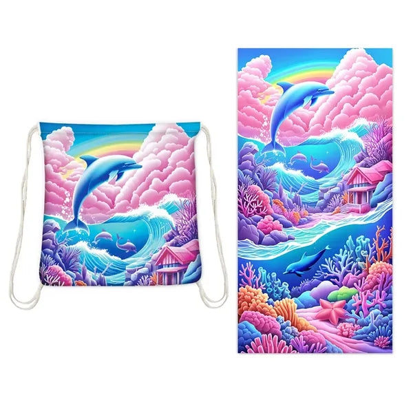 Portable 2-In-1 Microfiber Beach Towel Bag Can Be Customized