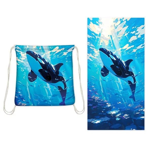 Portable 2-In-1 Microfiber Beach Towel Bag Can Be Customized