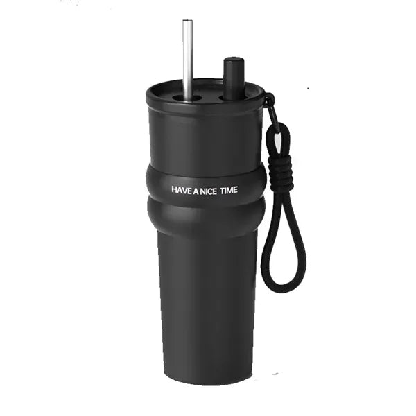 24OZ Large Ceramic Lined Car Tumbler With Straw