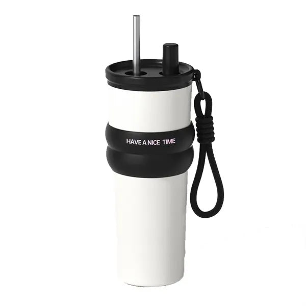 24OZ Large Ceramic Lined Car Tumbler With Straw