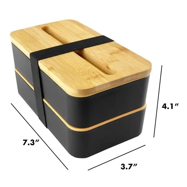 Eco-Friendly Bento Lunch Box with Utensils & Bamboo Lid