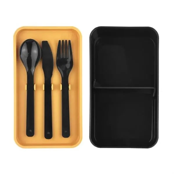 Eco-Friendly Bento Lunch Box with Utensils & Bamboo Lid