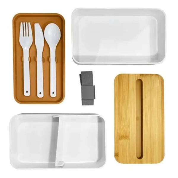 Eco-Friendly Bento Lunch Box with Utensils & Bamboo Lid