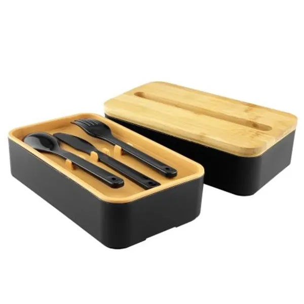 Eco-Friendly Bento Lunch Box with Utensils & Bamboo Lid
