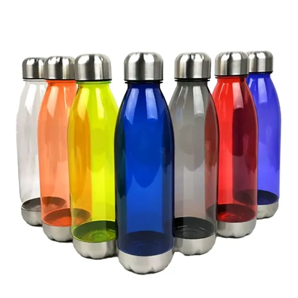 24 oz. Transparent Plastic Water Bottle Stainless Steel Lid