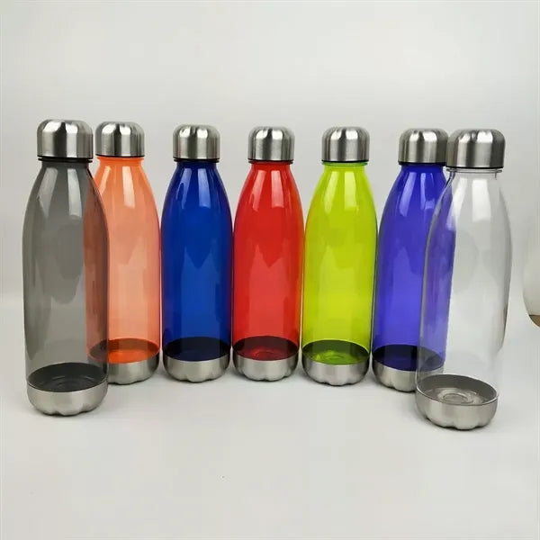 24 oz. Transparent Plastic Water Bottle Stainless Steel Lid