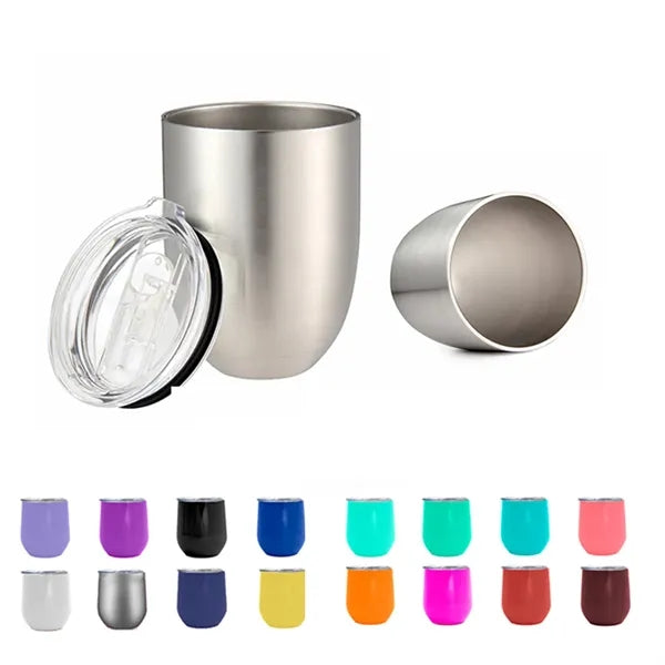 9oz Vacuum Steel Wine Beer Mug With Lid