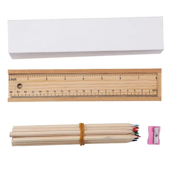 Wooden Pencil Box with Ruler
