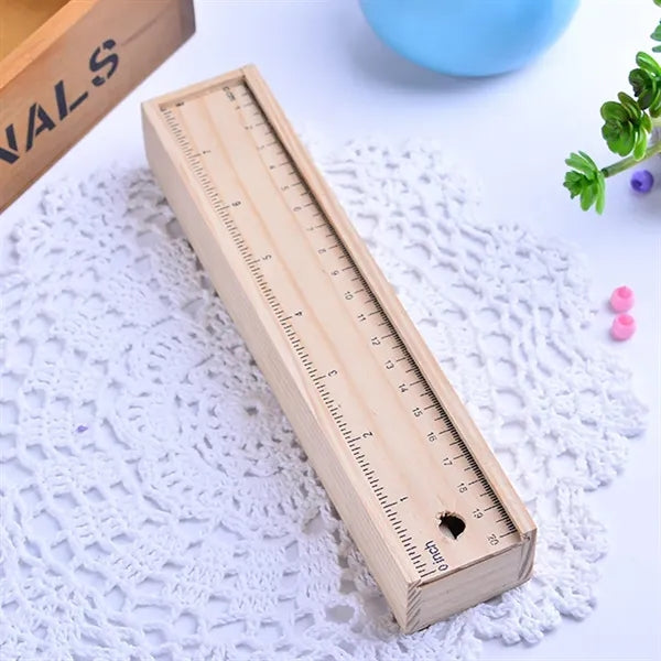 Wooden Pencil Box with Ruler