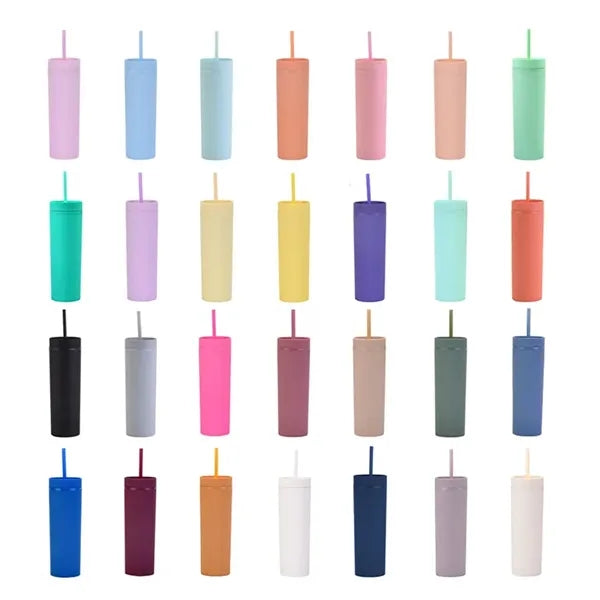 16 oz Colored Cups With Lids And Straws