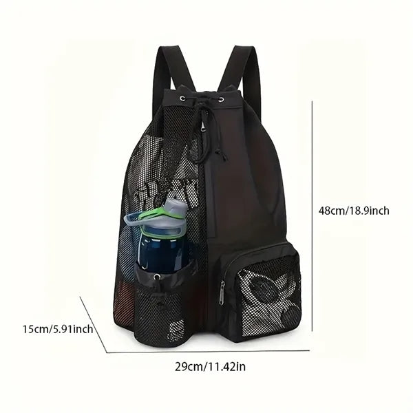 Swim Bag Mesh Drawstring Backpack with Wet Pocket