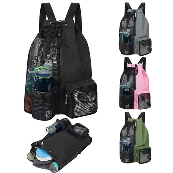 Swim Bag Mesh Drawstring Backpack