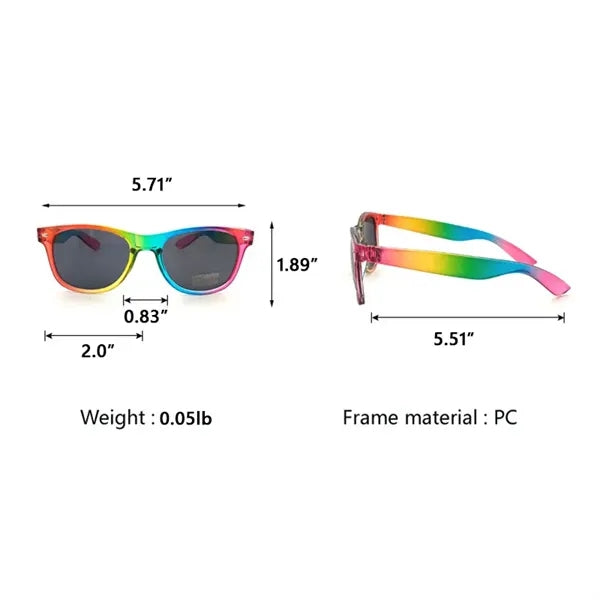 Unisex Rainbow Sunglasses w/Plastic Frame UV400 Protection