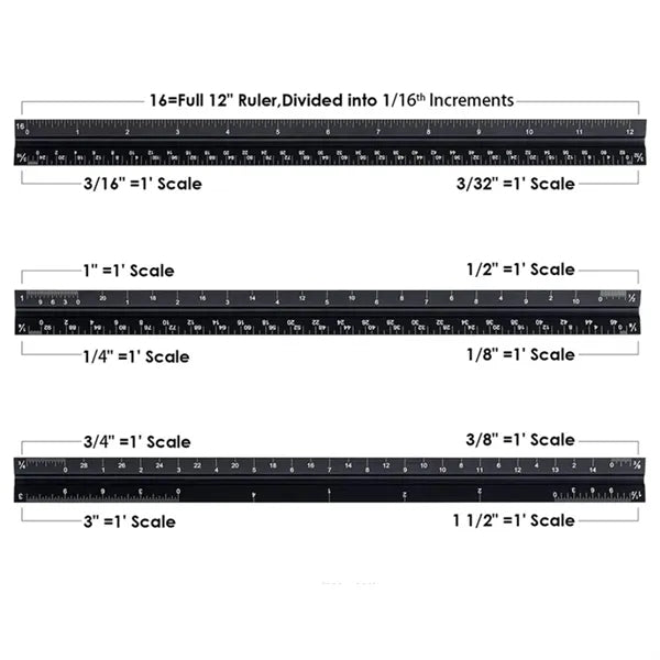 12" Solid Core Architectural Aluminum Triangular Scale Ruler
