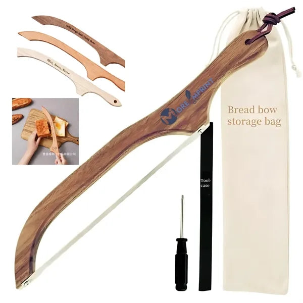 Wooden Bread Slicer Stainless Steel Serrated Bowl Knife