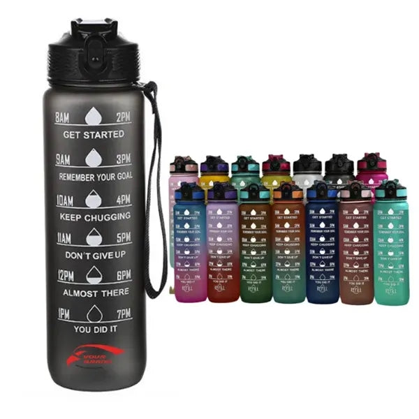 Plastic Sport Water Bottle With Straw and Leak-Proof Lid