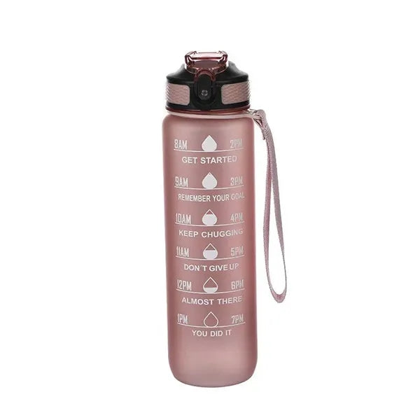 Plastic Sport Water Bottle With Straw and Leak-Proof Lid