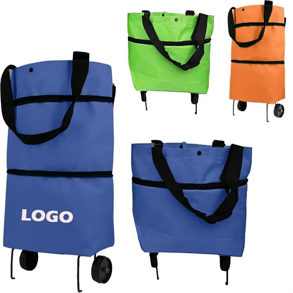 Collapsible Shopping Grocery Bag with Wheels Rolling