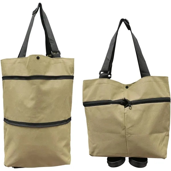 Collapsible Shopping Grocery Bag with Wheels Rolling