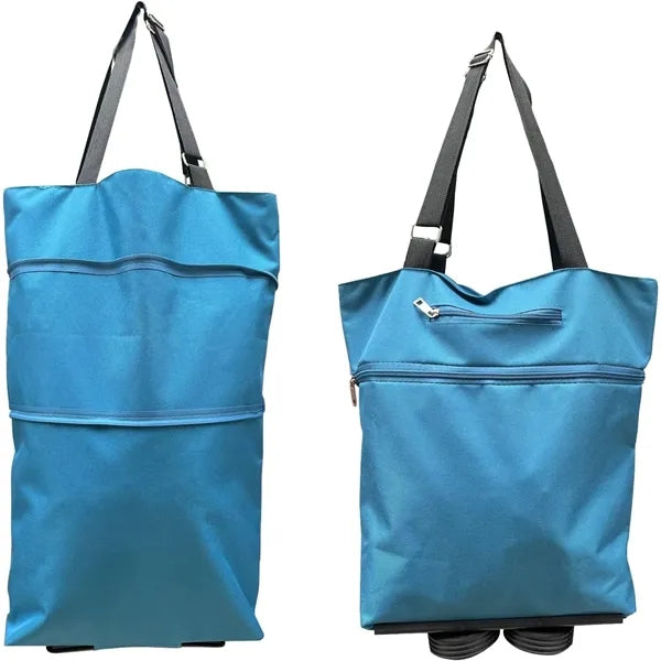 Collapsible Shopping Grocery Bag with Wheels Rolling