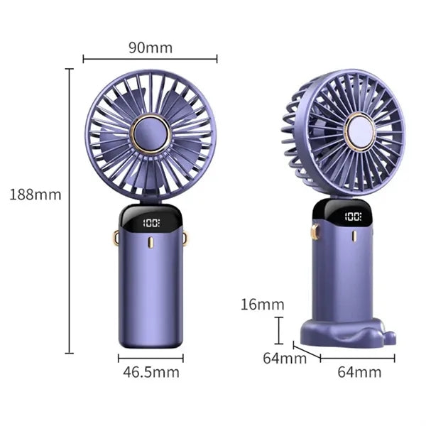 Portable Mini Handheld Fan with LED Display Rechargeable