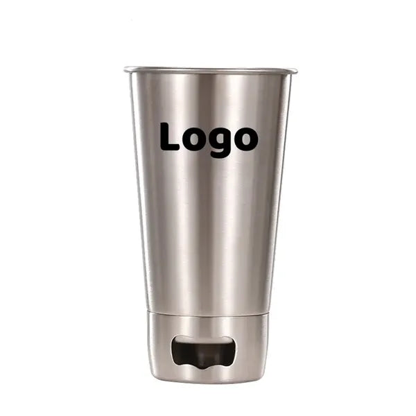 Stainless Steel Beer Mug with Built-in Bottle Opener