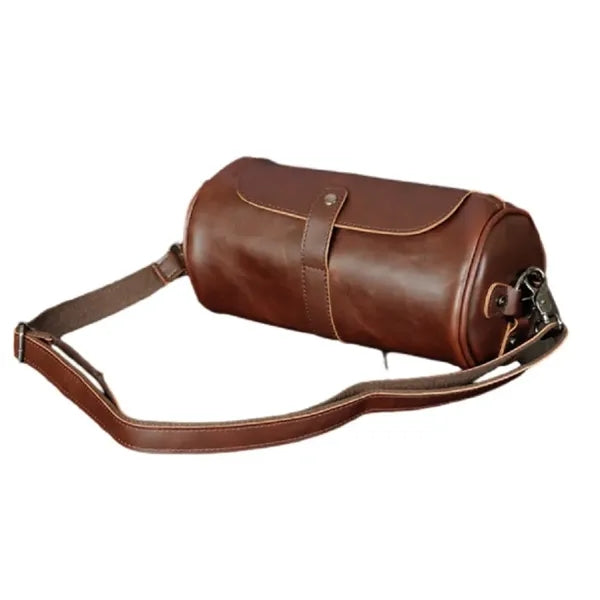 Vintage Durable Stylish Leather cylindrical Crossbody Bag