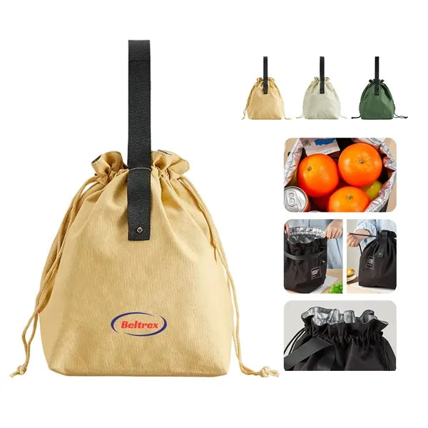 Drawstring Insulated Canvas Tote Bag