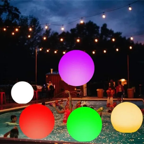 8" PVC Inflatable Floating LED Beach Ball w/16 Colors