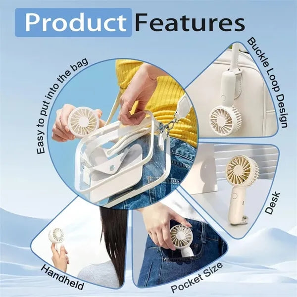 Mini Handheld Personal Small Desk Fan USB Rechargeable