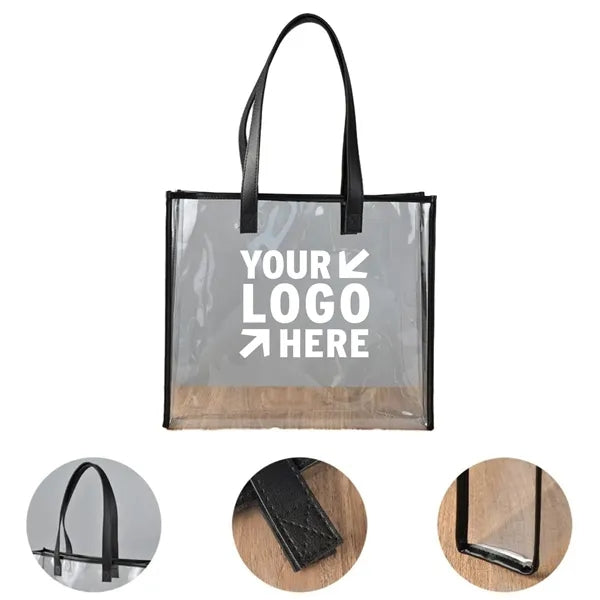 Clear Tote Bag w/ Leather Handles