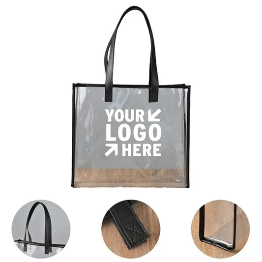 Clear Tote Bag w/ Leather Handles