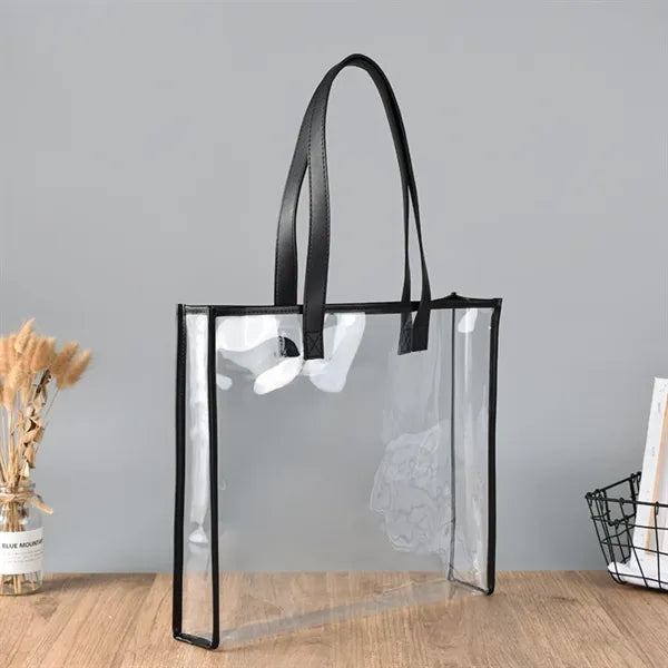 Clear Tote Bag w/ Leather Handles