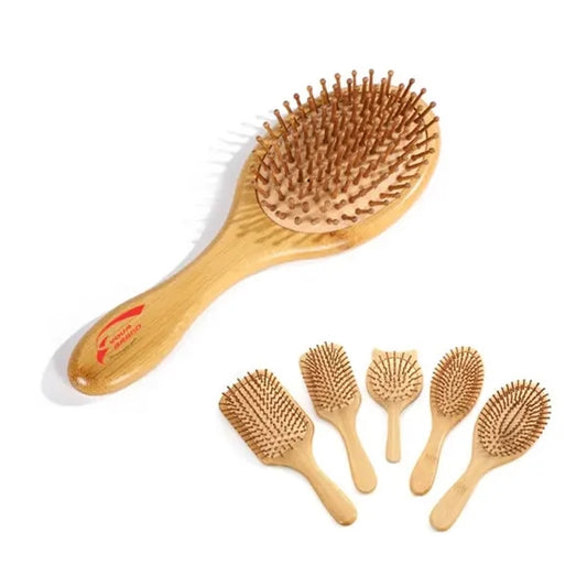 Bamboo Wooden Cushion Comb Gentle Detangling Hair Brush
