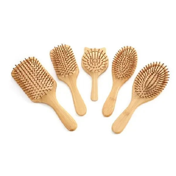 Bamboo Wooden Cushion Comb Gentle Detangling Hair Brush