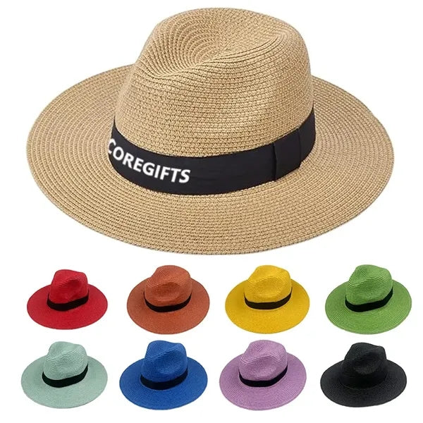 Unisex Straw Panama Travel Fedora Beach Sun Hat Adjustab