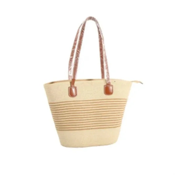Straw Beach Tote Bag with Tassel Hat Clip for Travel
