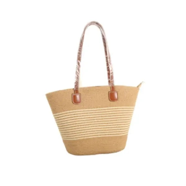 Straw Beach Tote Bag with Tassel Hat Clip for Travel