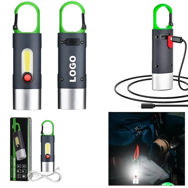Rechargeable Carabiner Cob Flashlight Handheld Light
