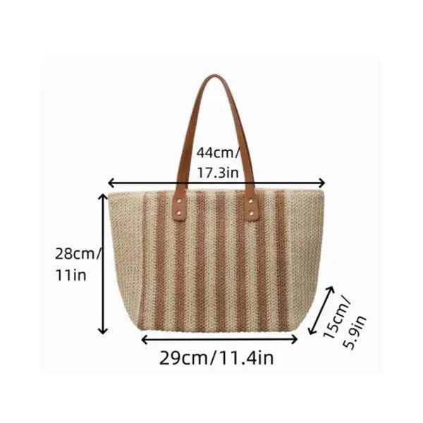 Straw Beach Tote Bag with Tassel Hat Clip