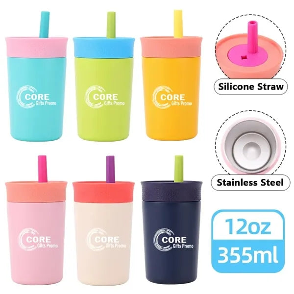 Kids Insulation Stainless Steel Tumbler with Flexible Straw