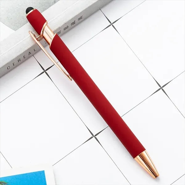 Rainbow Rubberized Click Ballpoint Pen With Rose Gold Chrome