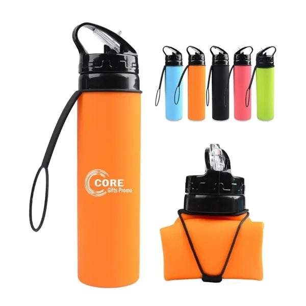 20 oz Collapsible Silicone Travel Water Bottle Squeeze