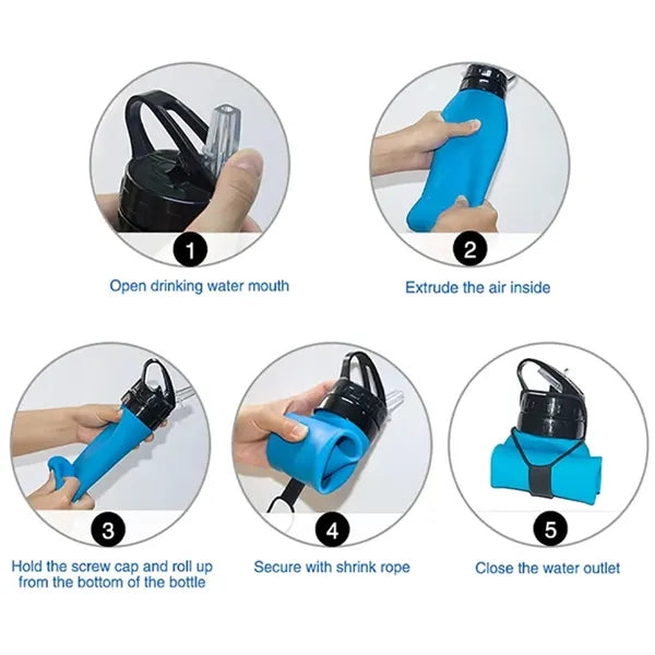 20 oz Collapsible Silicone Travel Water Bottle Squeeze